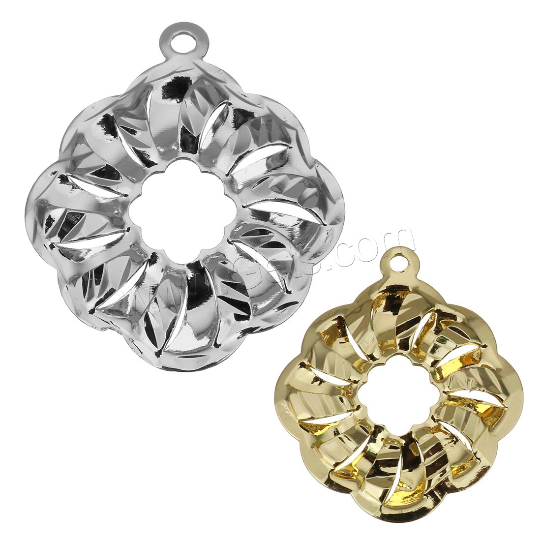 Brass Flower Pendants, plated, different size for choice, more colors for choice, Hole:Approx 2mm, Sold By PC