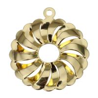 Colgantes de flor de latón, metal, chapado en oro real, 26x30x4mm, agujero:aproximado 2mm, Vendido por UD