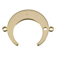 Brass Connector, Moon, real gold plated, 1/1 loop Approx 1.5mm 