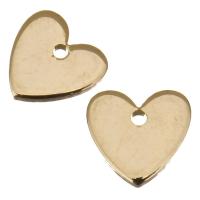Латунные подвески-сердце, Латунь, Сердце, плакированный настоящим золотом отверстие:Приблизительно 1mm, продается PC