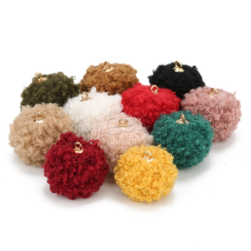 Mezcla de lana decoración colgando, diverso tamaño para la opción, más colores para la opción, agujero:aproximado 1mm, 20PCs/Bolsa, Vendido por Bolsa