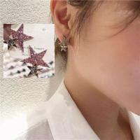 Zinc Alloy Rhinestone Stud Earring, Star, gold color plated, micro pave cubic zirconia & for woman 24mm 