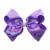 Alligator Hair Clip, Cloth, with Stainless Steel, Bowknot, for children & with rhinestone 200mm 