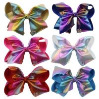 Alligator Hair Clip, Cloth, with Stainless Steel, Bowknot, gradient color & for children 200mm 