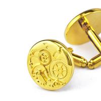 Brass Cufflinks, gold color plated, Unisex 