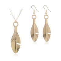 Fashion Zinc Alloy Jewelry Sets, earring & necklace, Leaf, plated, oval chain & for woman Approx 17.5 Inch 