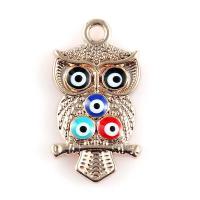 Zinc Alloy Evil Eye Pendant, Owl, gold color plated, cute & evil eye pattern & enamel, lead & cadmium free Approx 2.5mm 