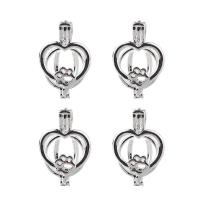 Brass Floating Locket Pendant, Heart, silver color plated, for woman & hollow, nickel, lead & cadmium free Approx 2.5mm 