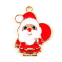 Zinc Alloy Christmas Pendants, Santa Claus, gold color plated, Christmas jewelry & enamel, lead & cadmium free Approx 2.5mm 