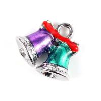 Zinc Alloy Christmas Pendants, Christmas Bell, platinum color plated, Christmas jewelry & enamel, lead & cadmium free Approx 2.5mm 