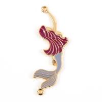Enamel Zinc Alloy Connector, Mermaid, gold color plated, 1/1 loop, lead & cadmium free Approx 2mm 