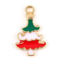 Zinc Alloy Christmas Pendants, Christmas Tree, gold color plated, Christmas jewelry & enamel, multi-colored, lead & cadmium free Approx 2.5mm 