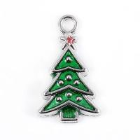Zinc Alloy Christmas Pendants, Christmas Tree, platinum color plated, Christmas Design & enamel, green, lead & cadmium free Approx 2.5mm 