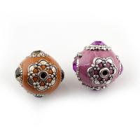 Indonesia Beads, with Zinc Alloy, Olive, antique silver color plated, with rhinestone Approx 1.5mm 