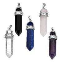 Gemstone Brass Pendants, with Gemstone, pendulum, silver color plated Approx 