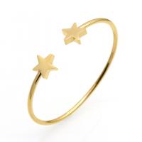 Stainless Steel Cuff Bangle, Star, plated, for woman 12mm, Inner Approx 57mm 