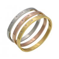 Bracelet en acier inoxydable, Placage, pour femme & avec strass, plus de couleurs à choisir, 6mm, Diamètre inté Environ 58mm, Vendu par PC