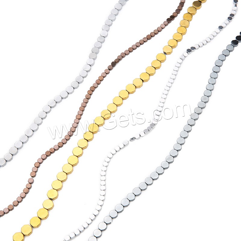 Farbige Magnetische Hämatit Perlen, Vieleck, verschiedene Größen vorhanden, keine, Bohrung:ca. 2mm, Länge:ca. 15 ZollInch, verkauft von Strang