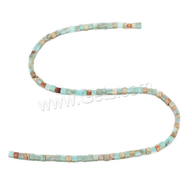 Eindruck Jaspis Perlen, Naturstein, Würfel, verschiedene Größen vorhanden, Bohrung:ca. 1.5mm, Länge:ca. 15 ZollInch, verkauft von Strang