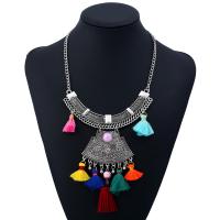 Zinc Alloy Fringe Necklace, with Cotton & Resin, with 1.97Inch extender chain, Tassel, plated, Unisex Approx 17.5 Inch 