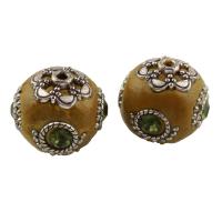 Indonesia Beads, with Zinc Alloy, Round, antique silver color plated, with rhinestone, 20mm Approx 1.5mm 