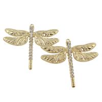 Zinc Alloy Animal Pendants, Dragonfly, gold color plated, with rhinestone, lead & cadmium free Approx 1.5mm 