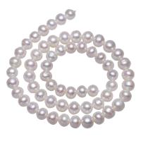Potato Cultured Freshwater Pearl Beads, with troll, white, 7-8mm Approx 0.8mm Approx 14.5 Inch 
