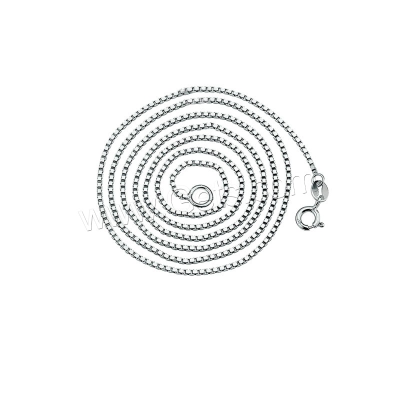 Collar de cadena de plata esterlina, Plata de ley 925, chapado en platina real, diverso tamaño para la opción & cadena de caja, Vendido por Sarta
