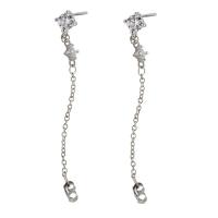 Sterling Silver Cubic Zirconia Earring, 925 Sterling Silver, platinum plated, for woman & with cubic zirconia, 48mm 