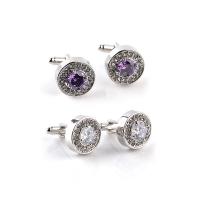 Zinc Alloy Cufflinks, antique silver color plated, Unisex & with cubic zirconia 