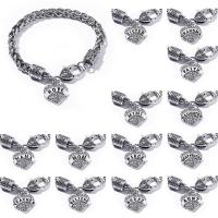 Zinc Alloy Rhinestone Bracelets, Heart, antique silver color plated, rope chain & for woman & with rhinestone Approx 8.5 Inch 