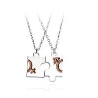 Zinc Alloy Puzzle Friendship Necklace, with 1.96lnch extender chain, plated, oval chain & for woman Approx 17.7 Inch 