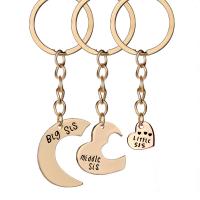 Zinc Alloy Puzzle Key Chain, Heart, plated, oval chain & with letter pattern & for woman & enamel 28mm, 25mm, 13mm 