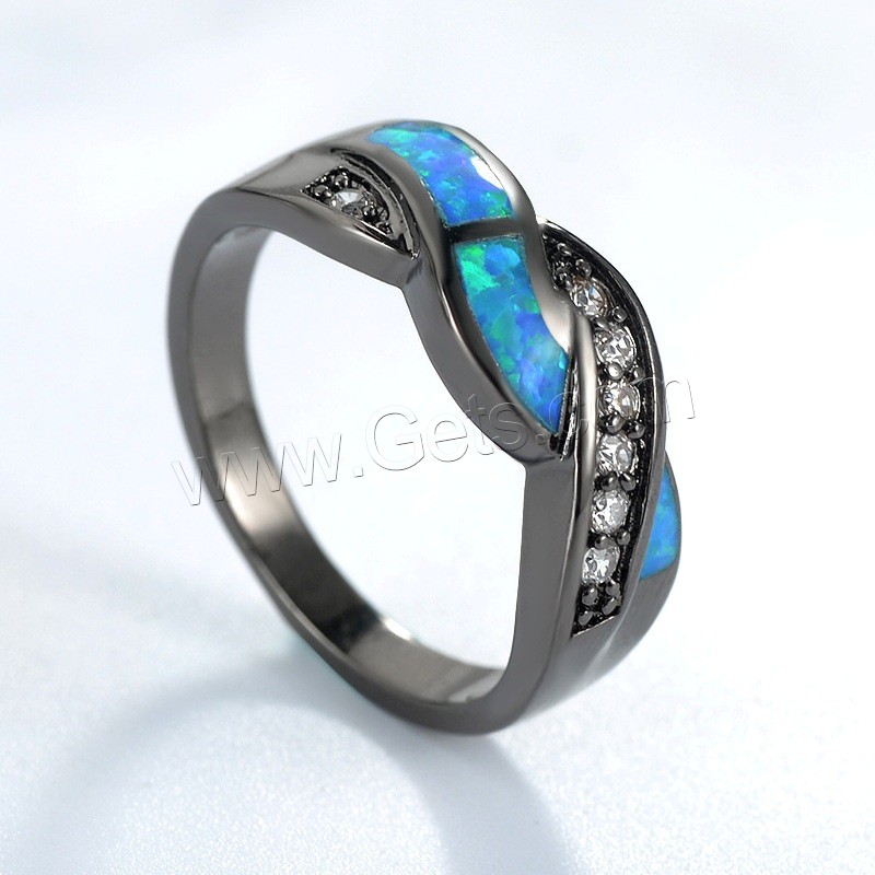 Zinc Alloy Finger Ring, with Opal, silver color plated, different size for choice & for woman & with cubic zirconia, Sold By PC