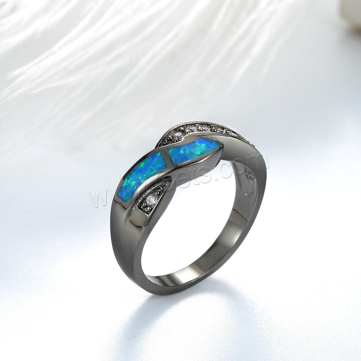 Zinc Alloy Finger Ring, with Opal, silver color plated, different size for choice & for woman & with cubic zirconia, Sold By PC