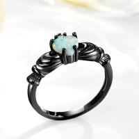 Zinc Alloy Finger Ring, with Opal, plated & for woman & with rhinestone 