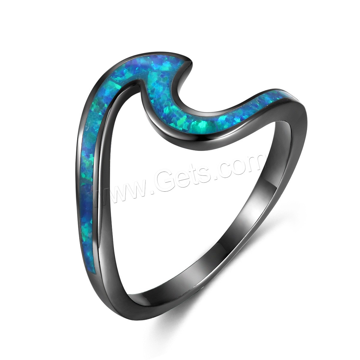 Brass Finger Ring, with Opal, gold black plated, different size for choice & for woman, Sold By PC