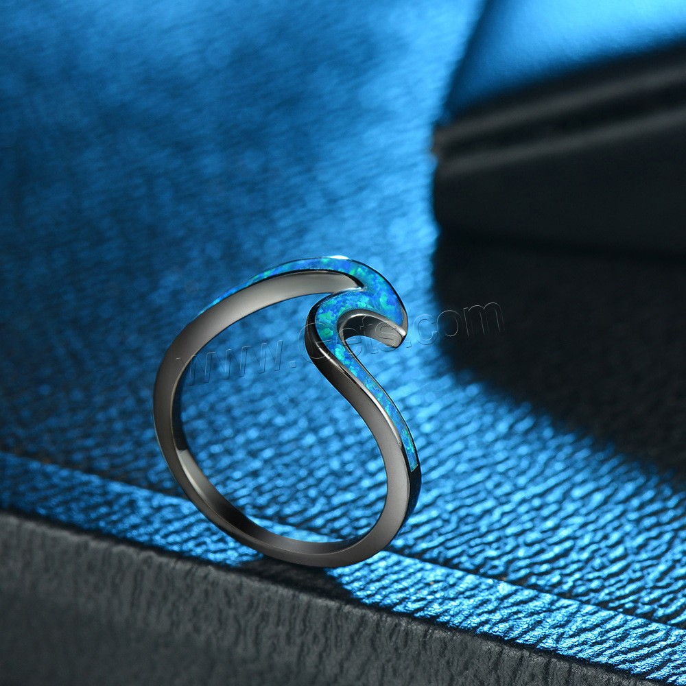 metal anillo, con Ópalo, oro chapado en negro, diverso tamaño para la opción & para mujer, Vendido por UD