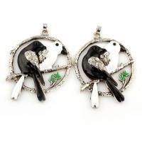 Zinc Alloy Animal Pendants, Parrot, antique silver color plated, enamel & with rhinestone, lead & cadmium free Approx 