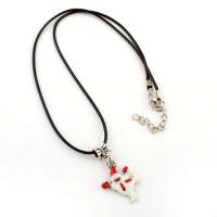 PU Leather Necklace, with Zinc Alloy, with 5cm extender chain, Snowman, silver color plated, enamel Approx 17.4 Inch 