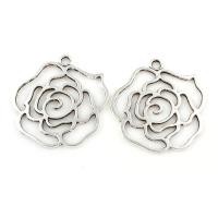 Zinc Alloy Flower Pendants, Rose, silver color plated, lead & cadmium free Approx 5mm 