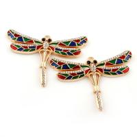 Zinc Alloy Animal Pendants, Dragonfly, gold color plated, enamel & with rhinestone, lead & cadmium free Approx 2mm 