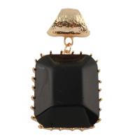 Acrylic Zinc Alloy Pendant, with Zinc Alloy, Square, gold color plated Approx 17mm 