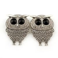 Zinc Alloy Animal Pendants, with ABS Plastic, Owl, antique silver color plated, with rhinestone, lead & cadmium free Approx 5mm 