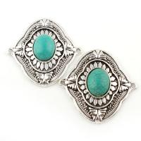 Zinc Alloy Connector, with Synthetic Turquoise, antique silver color plated, lead & cadmium free Approx 2mm 
