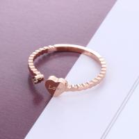 Rhinestone Stainless Steel Finger Ring, Heart, rose gold color plated & for woman & with rhinestone 
