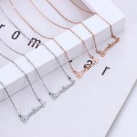 Stainless Steel Jewelry Necklace, Alphabet Letter, plated, oval chain & for woman & with rhinestone .7 Inch 
