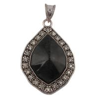 Resin Zinc Alloy Pendants, with Resin, antique silver color plated, with rhinestone, lead & cadmium free Approx 