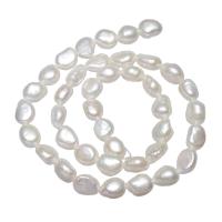 Baroque Cultured Freshwater Pearl Beads, Nuggets, natural, white, 8-9mm Approx 0.8mm .5 Inch 
