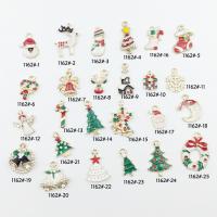 Zinc Alloy Christmas Pendants, gold color plated & Christmas jewelry & enamel & with rhinestone Approx 2-3mm 